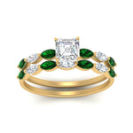 Load image into Gallery viewer, asscher-cut-single-prong-marquise-emerald-engagement-ring-and-band-in-FD9939ASGEMGR-NL-YG
