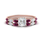 Load image into Gallery viewer, asscher-cut-single-prong-marquise-pink-sapphire-engagement-ring-and-band-in-FD9939ASGSADRPI-NL-RG
