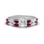 Load image into Gallery viewer, asscher-cut-single-prong-marquise-pink-sapphire-engagement-ring-and-band-in-FD9939ASGSADRPI-NL-WG
