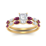 Load image into Gallery viewer, asscher-cut-single-prong-marquise-pink-sapphire-engagement-ring-and-band-in-FD9939ASGSADRPI-NL-YG
