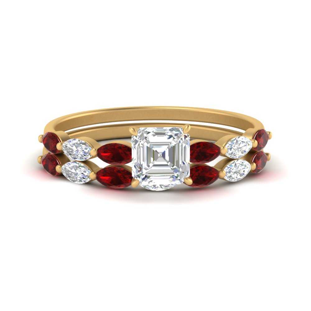 asscher-cut-single-prong-marquise-ruby-engagement-ring-and-band-in-FD9939ASGRUDR-NL-YG