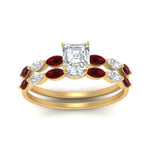 Load image into Gallery viewer, asscher-cut-single-prong-marquise-ruby-engagement-ring-and-band-in-FD9939ASGRUDR-NL-YG
