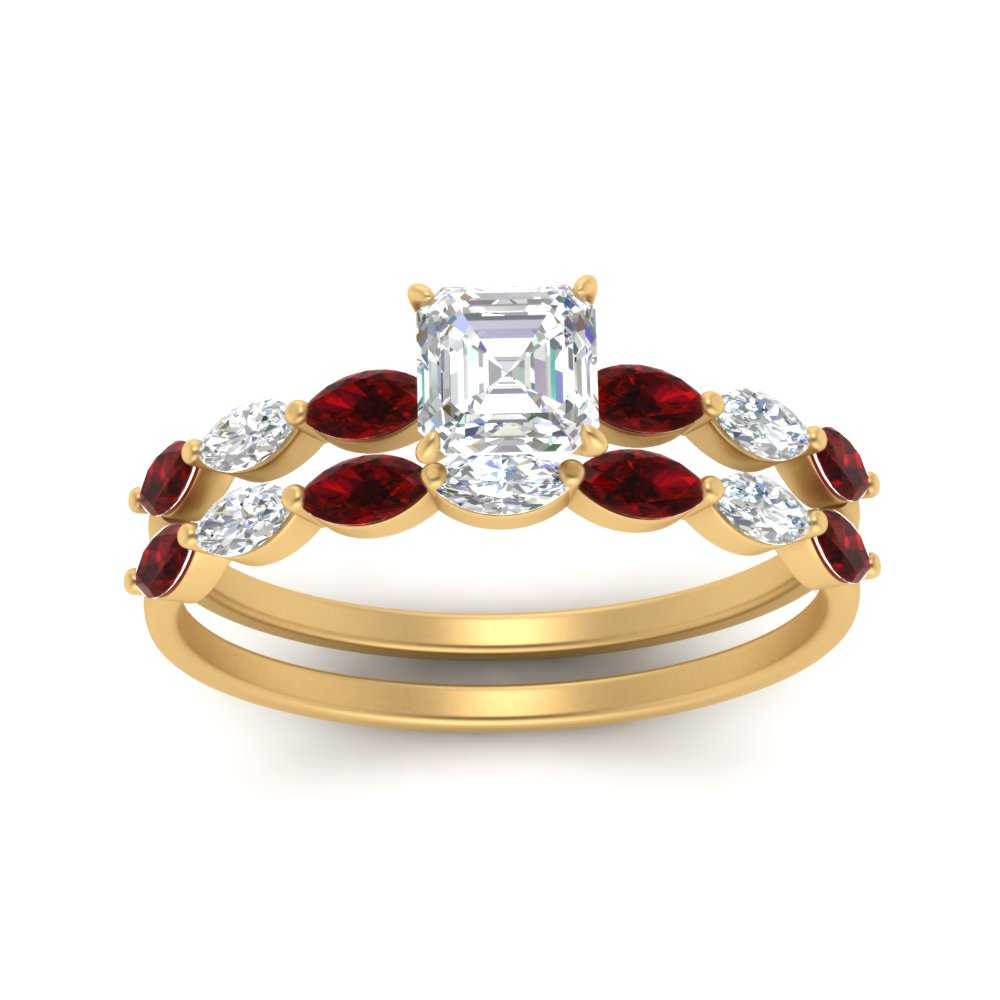 asscher-cut-single-prong-marquise-ruby-engagement-ring-and-band-in-FD9939ASGRUDR-NL-YG