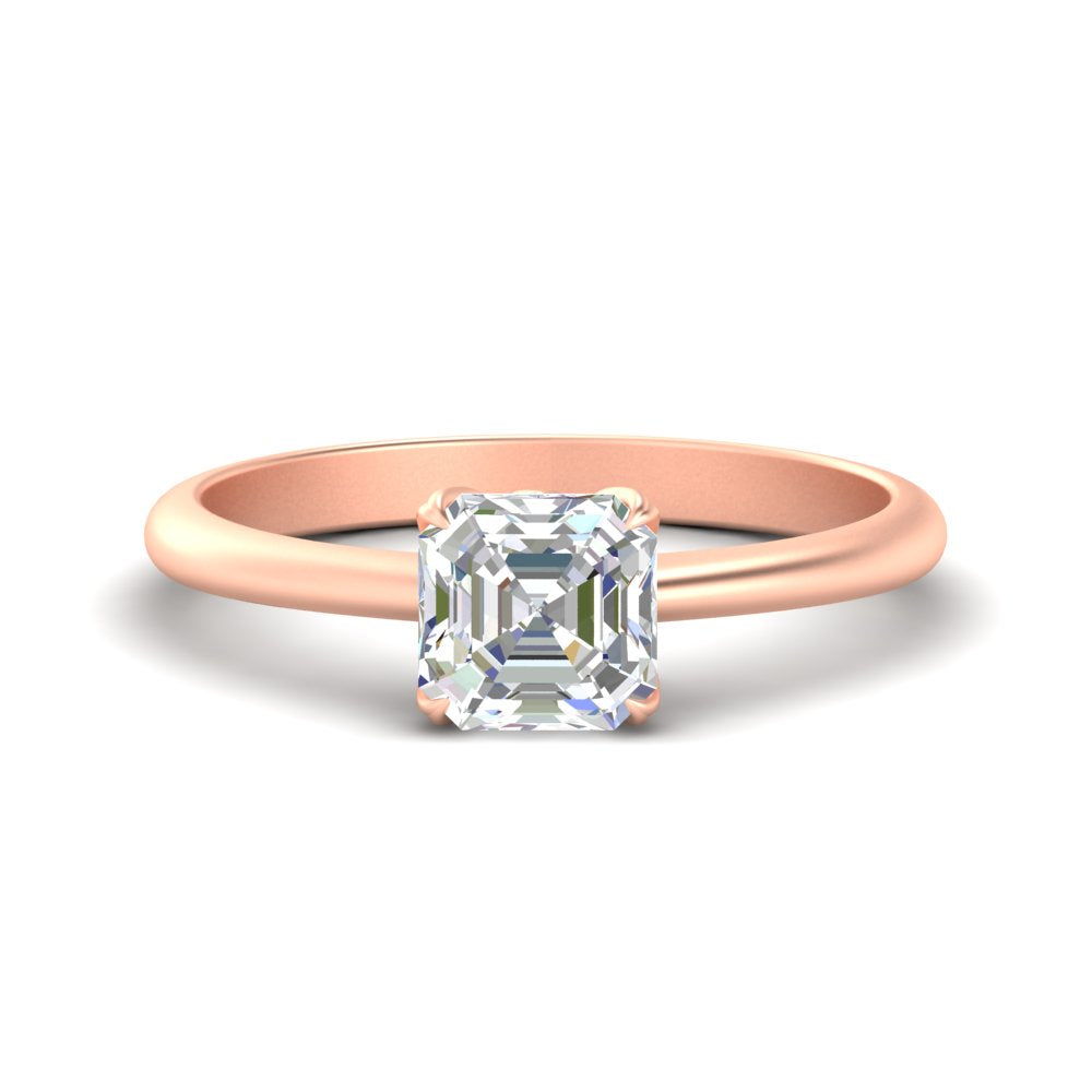 Asscher Solitaire Cathedral Ring With Floral Head