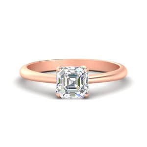 Asscher Solitaire Cathedral Ring With Floral Head
