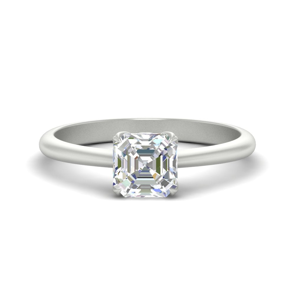 Asscher Solitaire Cathedral Ring With Floral Head