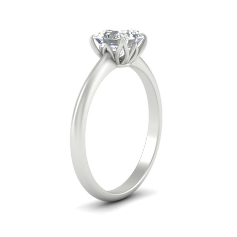 Asscher Solitaire Cathedral Ring With Floral Head