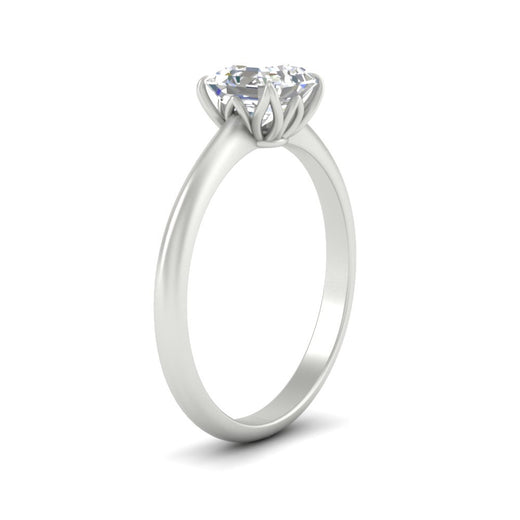 Asscher Solitaire Cathedral Ring With Floral Head