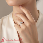 Load image into Gallery viewer, asscher-cut-solitaire-ring-with-eternity-wedding-band-rose-gold-fdens11590-model
