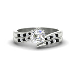 Load image into Gallery viewer, asscher-cut-swirl-channel-diamond-bridal-set-with-black-diamond-in-white-gold-FDENS4028ASGBLACK-NL-WG.jpg
