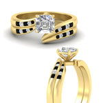 Load image into Gallery viewer, asscher-cut-swirl-channel-diamond-bridal-set-with-black-diamond-in-yellow-gold-FDENS4028ASGBLACK-NL-YG.jpg
