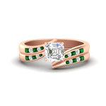 Load image into Gallery viewer, asscher-cut-swirl-channel-diamond-bridal-set-with-emerald-in-rose-gold-FDENS4028ASGEMGR-NL-RG.jpg
