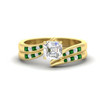 Load image into Gallery viewer, asscher-cut-swirl-channel-diamond-bridal-set-with-emerald-in-yellow-gold-FDENS4028ASGEMGR-NL-YG.jpg
