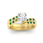 Load image into Gallery viewer, asscher-cut-swirl-channel-diamond-bridal-set-with-emerald-in-yellow-gold-FDENS4028ASGEMGR-NL-YG.jpg
