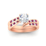 Load image into Gallery viewer, asscher-cut-swirl-channel-diamond-bridal-set-with-pink-sapphire-in-rose-gold-FDENS4028ASGSADRPI-NL-RG.jpg
