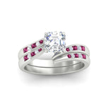 Load image into Gallery viewer, asscher-cut-swirl-channel-diamond-bridal-set-with-pink-sapphire-in-white-gold-FDENS4028ASGSADRPI-NL-WG.jpg
