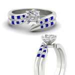 Load image into Gallery viewer, asscher-cut-swirl-channel-diamond-bridal-set-with-sapphire-in-white-gold-FDENS4028ASGSABL-NL-WG.jpg
