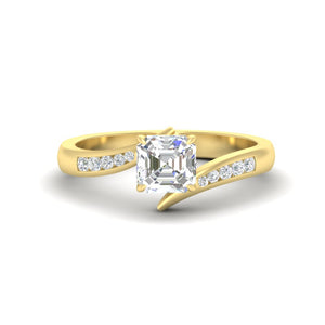Asscher Cut Channel Set Swirl Diamond Ring