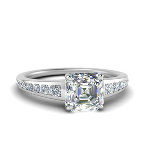 Lab Grown Asscher Cut Diamond Graduated Channel Ring