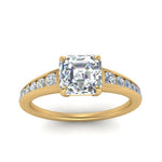 Load image into Gallery viewer, asscher-cut-swirl-engraved-channel-accent-diamond-engagement-ring-in-FD122866ASR-NL-YG
