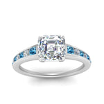 Load image into Gallery viewer, asscher-cut-swirl-engraved-channel-accent-diamond-engagement-ring-with-blue-topaz-in-FD122866ASRGICBLTO-NL-WG
