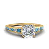 Load image into Gallery viewer, asscher-cut-swirl-engraved-channel-accent-diamond-engagement-ring-with-blue-topaz-in-FD122866ASRGICBLTO-NL-YG