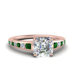 Load image into Gallery viewer, asscher-cut-swirl-engraved-channel-accent-diamond-engagement-ring-with-emerald-in-FD122866ASRGEMGR-NL-RG
