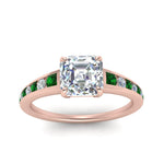 Load image into Gallery viewer, asscher-cut-swirl-engraved-channel-accent-diamond-engagement-ring-with-emerald-in-FD122866ASRGEMGR-NL-RG
