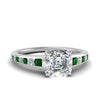 Load image into Gallery viewer, asscher-cut-swirl-engraved-channel-accent-diamond-engagement-ring-with-emerald-in-FD122866ASRGEMGR-NL-WG