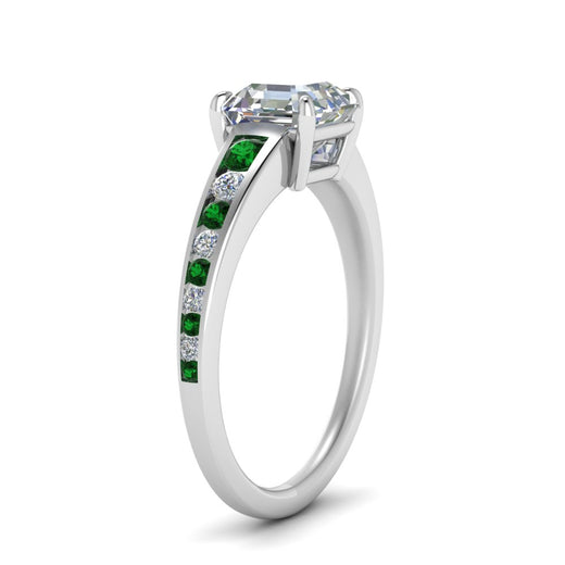 asscher-cut-swirl-engraved-channel-accent-diamond-engagement-ring-with-emerald-in-FD122866ASRGEMGR-NL-WG