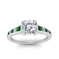 Thumbnail 44 - asscher-cut-swirl-engraved-channel-accent-diamond-engagement-ring-with-emerald-in-FD122866ASRGEMGR-NL-WG
