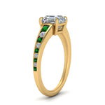 Load image into Gallery viewer, asscher-cut-swirl-engraved-channel-accent-diamond-engagement-ring-with-emerald-in-FD122866ASRGEMGR-NL-YG

