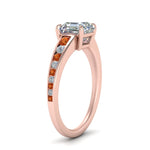 Load image into Gallery viewer, asscher-cut-swirl-engraved-channel-accent-diamond-engagement-ring-with-orange-sapphire-in-FD122866ASRGSAOR-NL-RG
