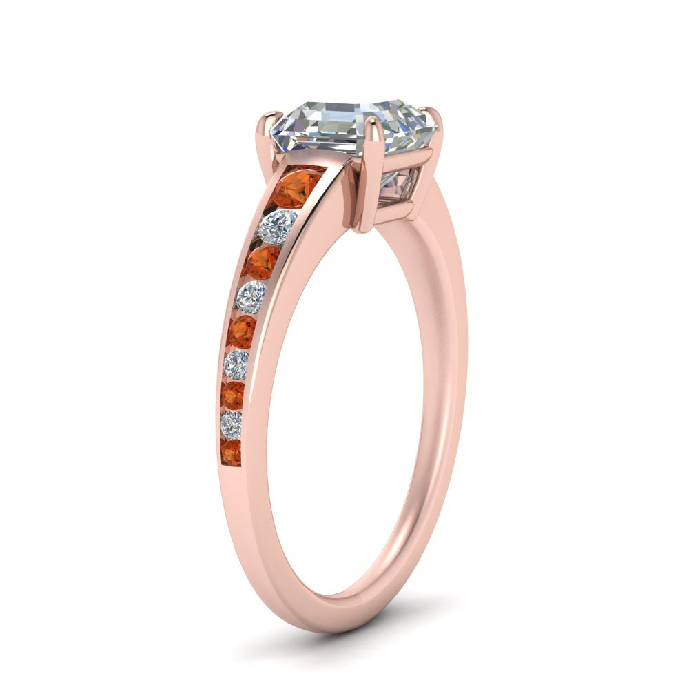 asscher-cut-swirl-engraved-channel-accent-diamond-engagement-ring-with-orange-sapphire-in-FD122866ASRGSAOR-NL-RG