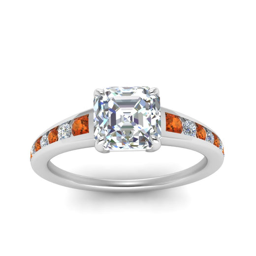 asscher-cut-swirl-engraved-channel-accent-diamond-engagement-ring-with-orange-sapphire-in-FD122866ASRGSAOR-NL-WG