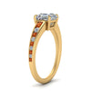 Load image into Gallery viewer, asscher-cut-swirl-engraved-channel-accent-diamond-engagement-ring-with-orange-sapphire-in-FD122866ASRGSAOR-NL-YG