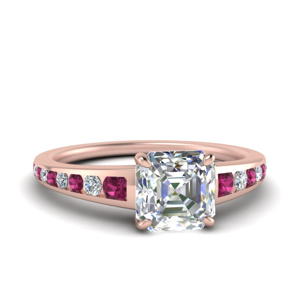 asscher-cut-swirl-engraved-channel-accent-diamond-engagement-ring-with-pink-sapphire-in-FD122866ASRGSADRPI-NL-RG