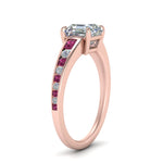 Load image into Gallery viewer, asscher-cut-swirl-engraved-channel-accent-diamond-engagement-ring-with-pink-sapphire-in-FD122866ASRGSADRPI-NL-RG
