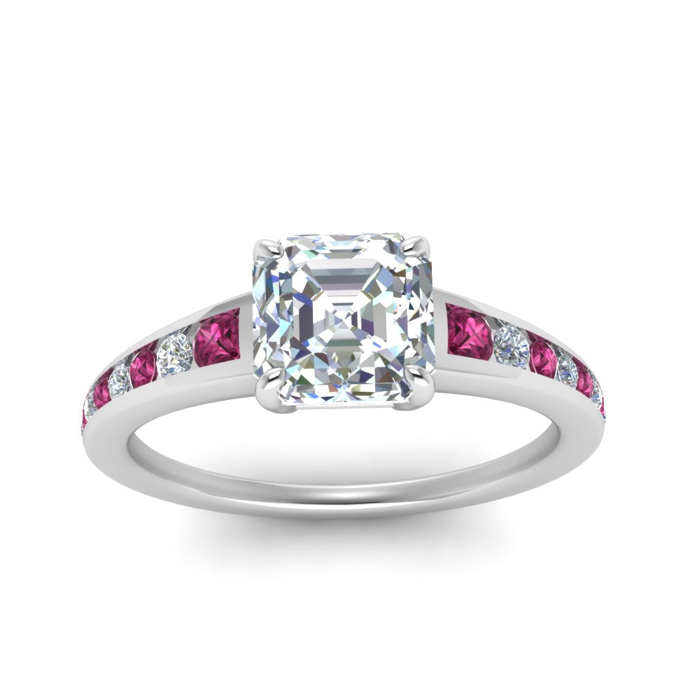 asscher-cut-swirl-engraved-channel-accent-diamond-engagement-ring-with-pink-sapphire-in-FD122866ASRGSADRPI-NL-WG