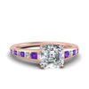 Load image into Gallery viewer, asscher-cut-swirl-engraved-channel-accent-diamond-engagement-ring-with-purple-topaz-in-FD122866ASRGVITO-NL-RG