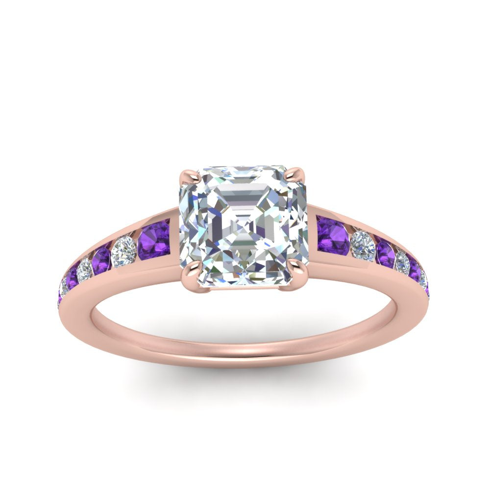 asscher-cut-swirl-engraved-channel-accent-diamond-engagement-ring-with-purple-topaz-in-FD122866ASRGVITO-NL-RG