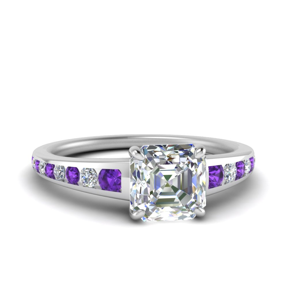 asscher-cut-swirl-engraved-channel-accent-diamond-engagement-ring-with-purple-topaz-in-FD122866ASRGVITO-NL-WG