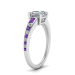 Load image into Gallery viewer, asscher-cut-swirl-engraved-channel-accent-diamond-engagement-ring-with-purple-topaz-in-FD122866ASRGVITO-NL-WG
