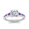 Load image into Gallery viewer, asscher-cut-swirl-engraved-channel-accent-diamond-engagement-ring-with-purple-topaz-in-FD122866ASRGVITO-NL-WG