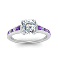 Thumbnail 50 - asscher-cut-swirl-engraved-channel-accent-diamond-engagement-ring-with-purple-topaz-in-FD122866ASRGVITO-NL-WG