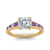 Load image into Gallery viewer, asscher-cut-swirl-engraved-channel-accent-diamond-engagement-ring-with-purple-topaz-in-FD122866ASRGVITO-NL-YG