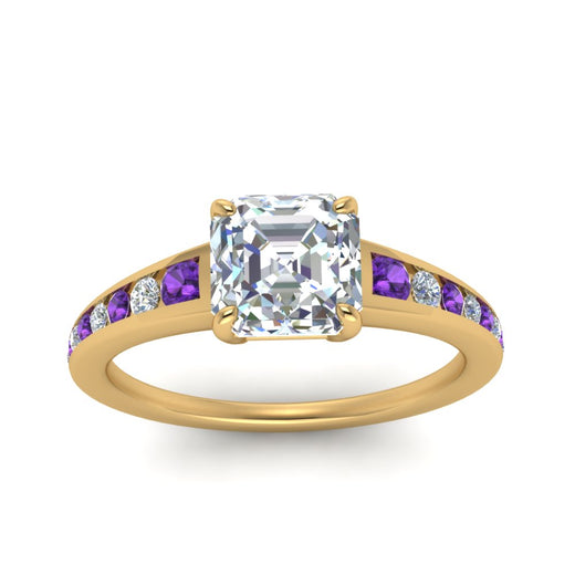 asscher-cut-swirl-engraved-channel-accent-diamond-engagement-ring-with-purple-topaz-in-FD122866ASRGVITO-NL-YG
