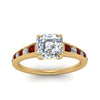 Load image into Gallery viewer, asscher-cut-swirl-engraved-channel-accent-diamond-engagement-ring-with-ruby-in-FD122866ASRGRUDR-NL-YG