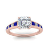 Load image into Gallery viewer, asscher-cut-swirl-engraved-channel-accent-diamond-engagement-ring-with-sapphire-in-FD122866ASRGSABL-NL-RG