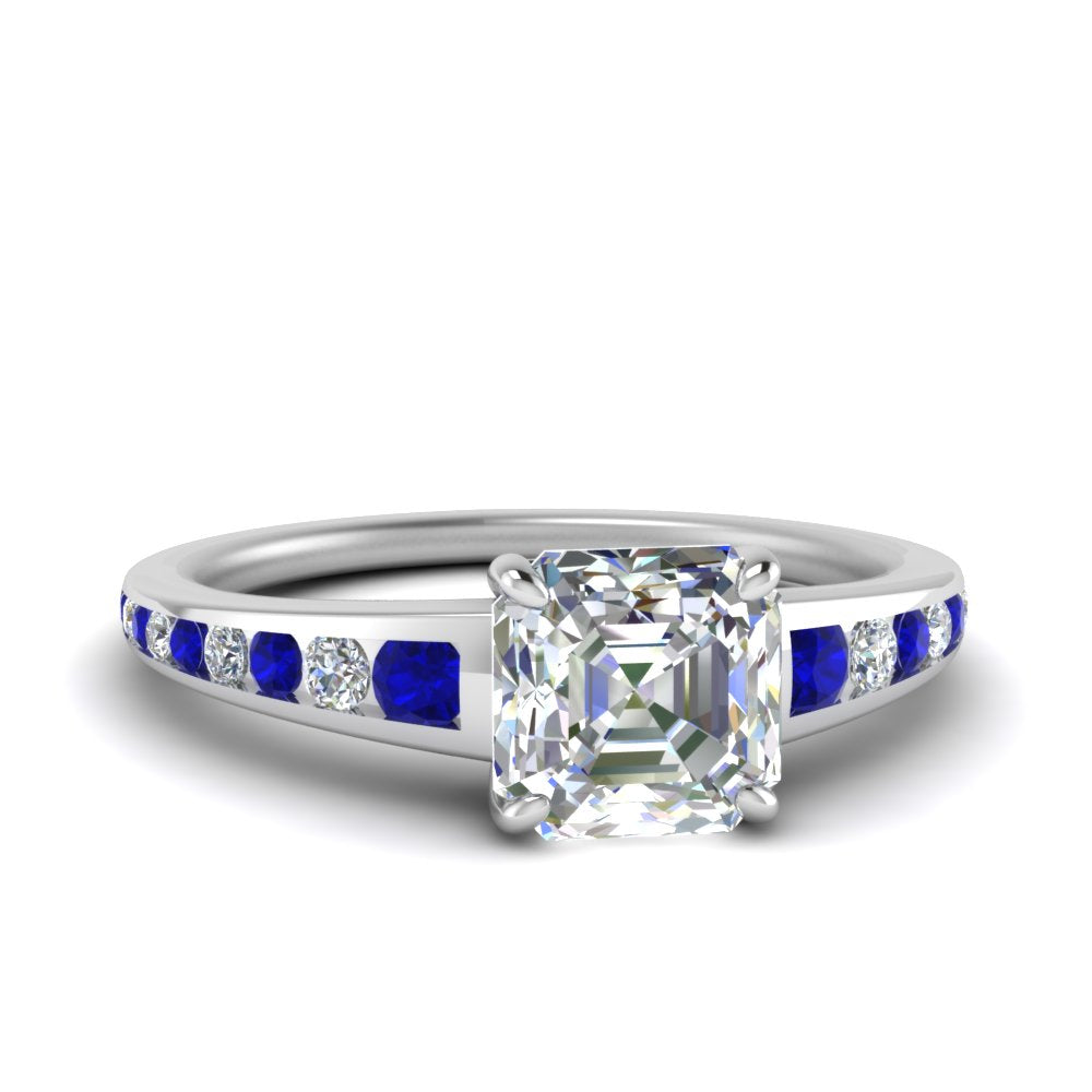 asscher-cut-swirl-engraved-channel-accent-diamond-engagement-ring-with-sapphire-in-FD122866ASRGSABL-NL-WG